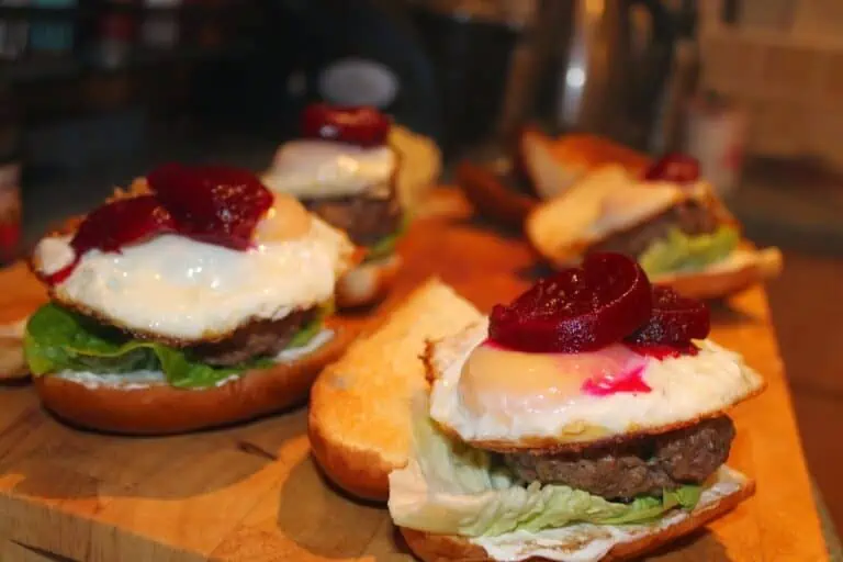 Beef Burger with Beetroot and Fried Egg