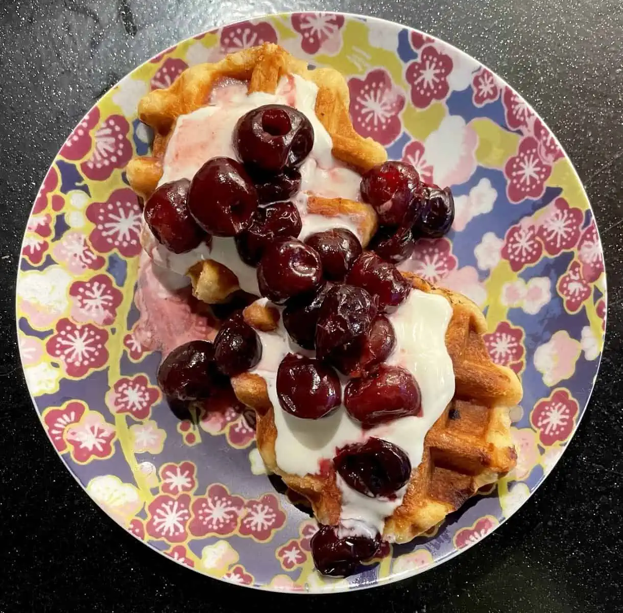 Cherry, Ginger and Yoghurt Waffle Topping