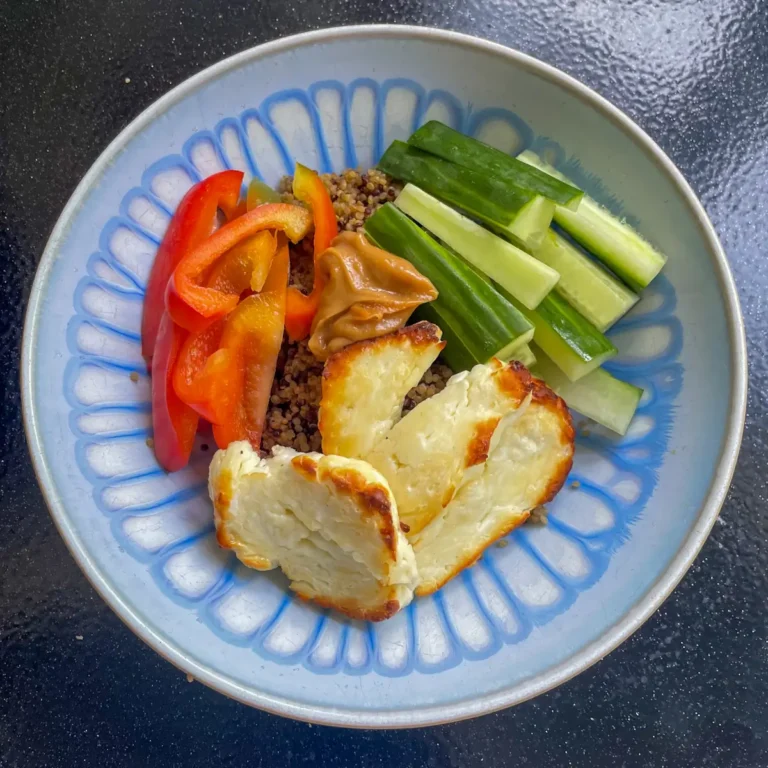 Halloumi Salad Bowl with Satay Dressing