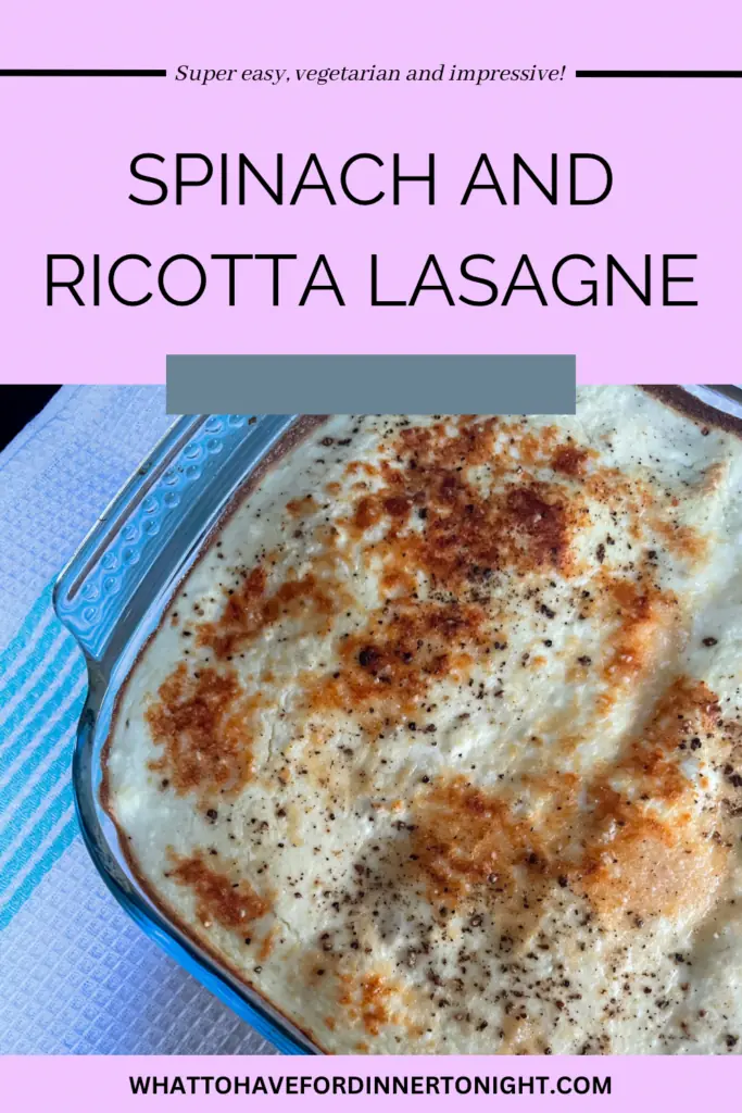 Spinach and ricotta lasagne Pinterest image