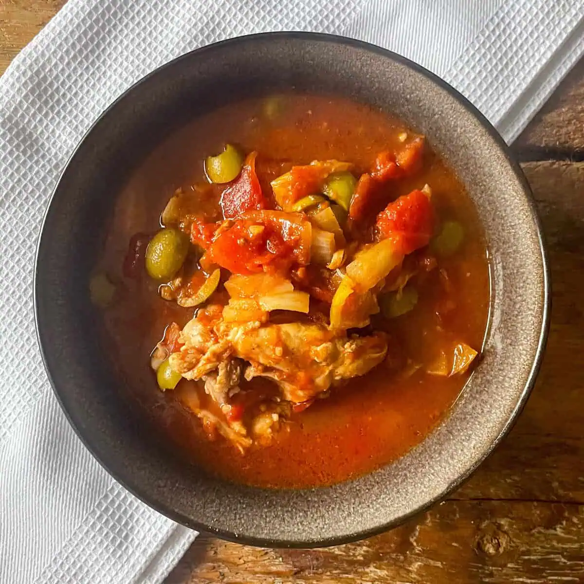 Delicious and easy One pot chicken and green olive tagine