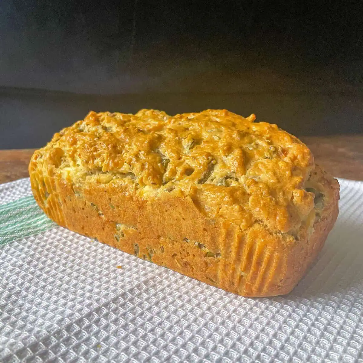 Halloumi and olive loaf cake