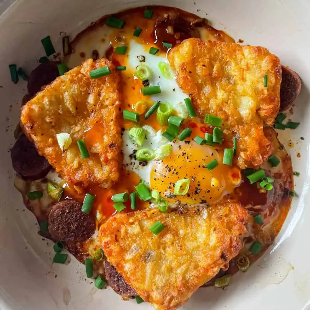 Chorizo breakfast bake close up