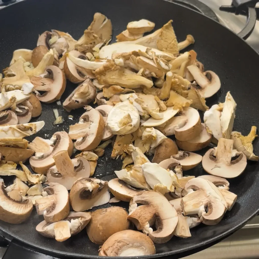 Frittata process shot 1 - cooking the mushrooms