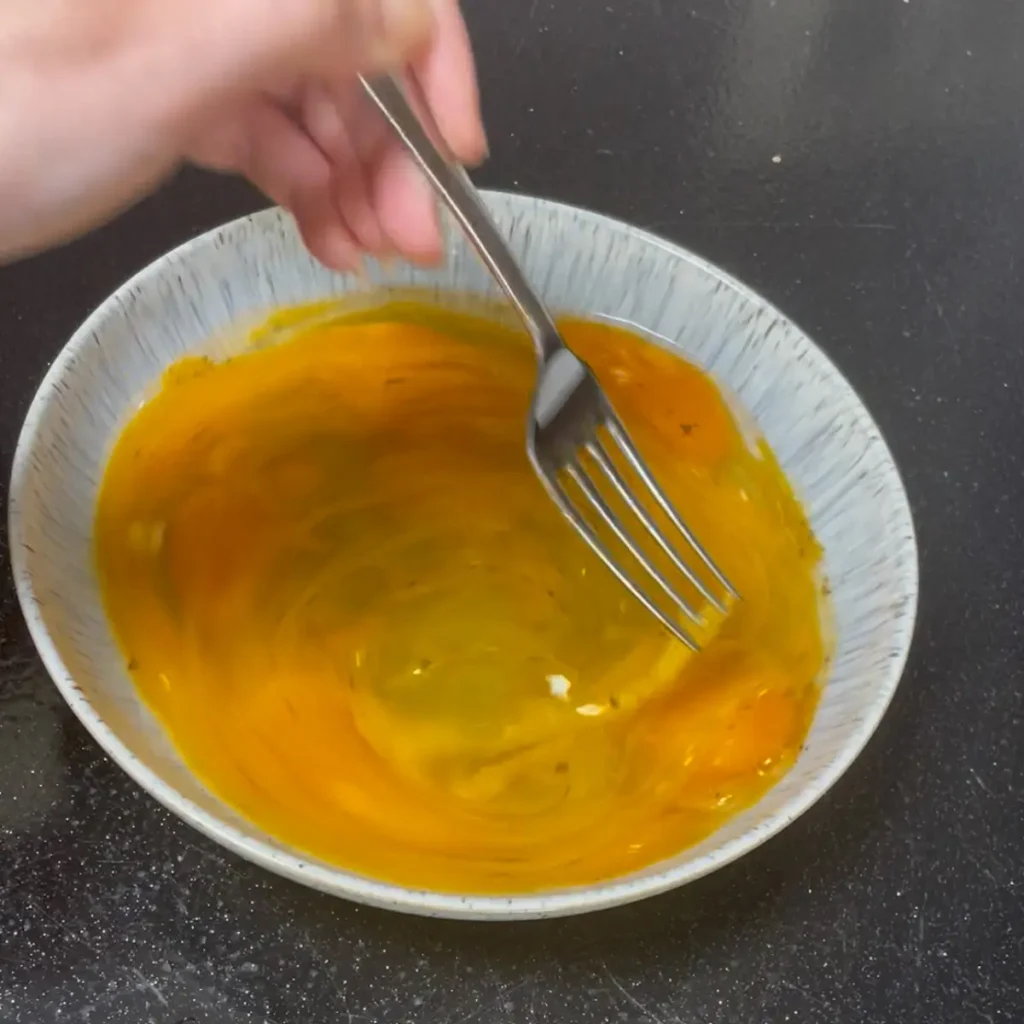 Frittata process shot 2 - whisking the eggs