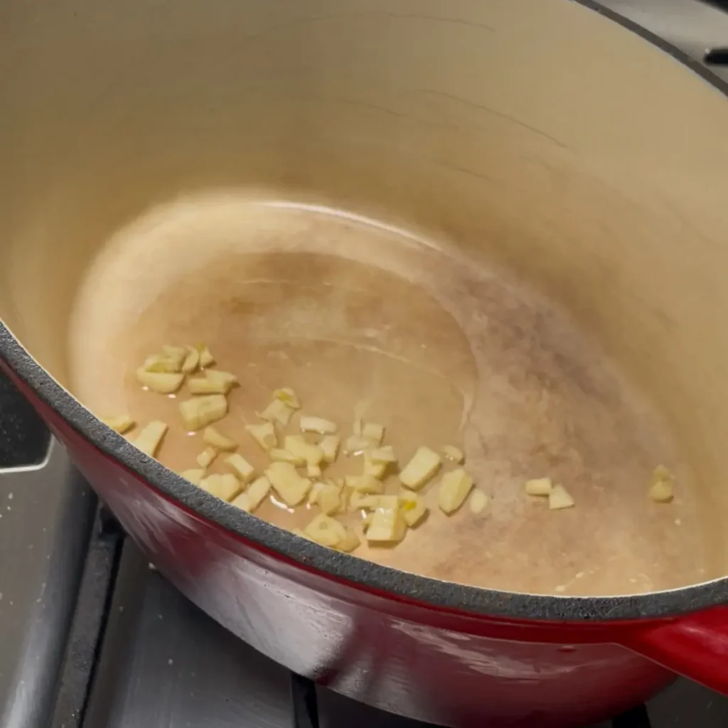 Process shot 1 - cooking the garlic