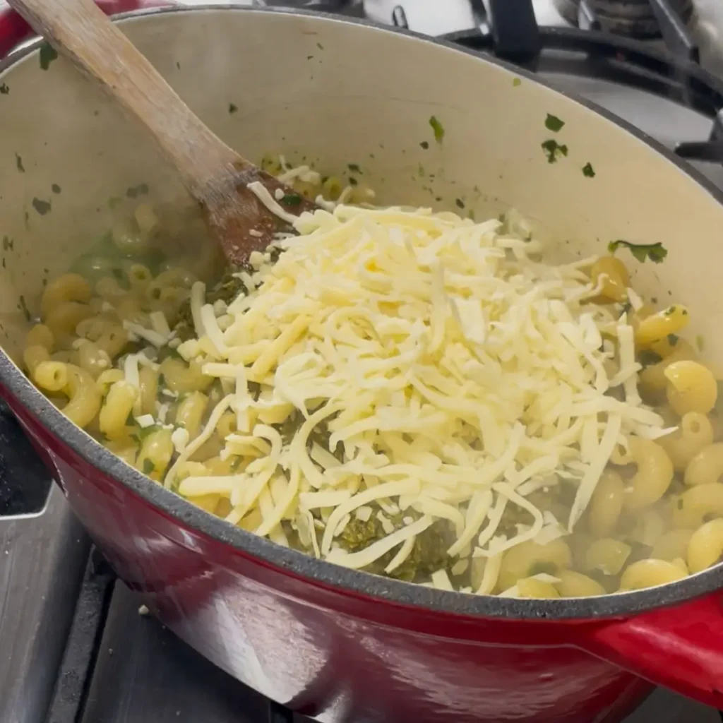 Process shot 3 - adding the pesto and cheese