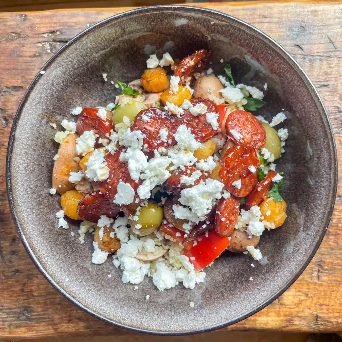 Chorizo and Scallops with Vegetable Couscous