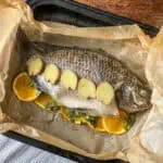 Asian style whole baked black tilapia After cooking