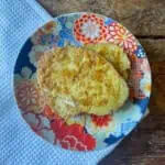 hot honey French toast top view on a flowery plate
