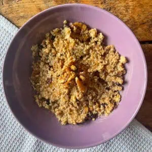 Christmas cake porridge Top view