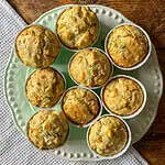 Sweetcorn feta and jalapeño savoury muffins Top view