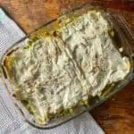 Asparagus pea and pesto lasagne top view