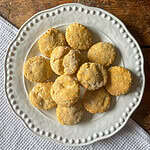 overhead of feta scones fresh from the oven