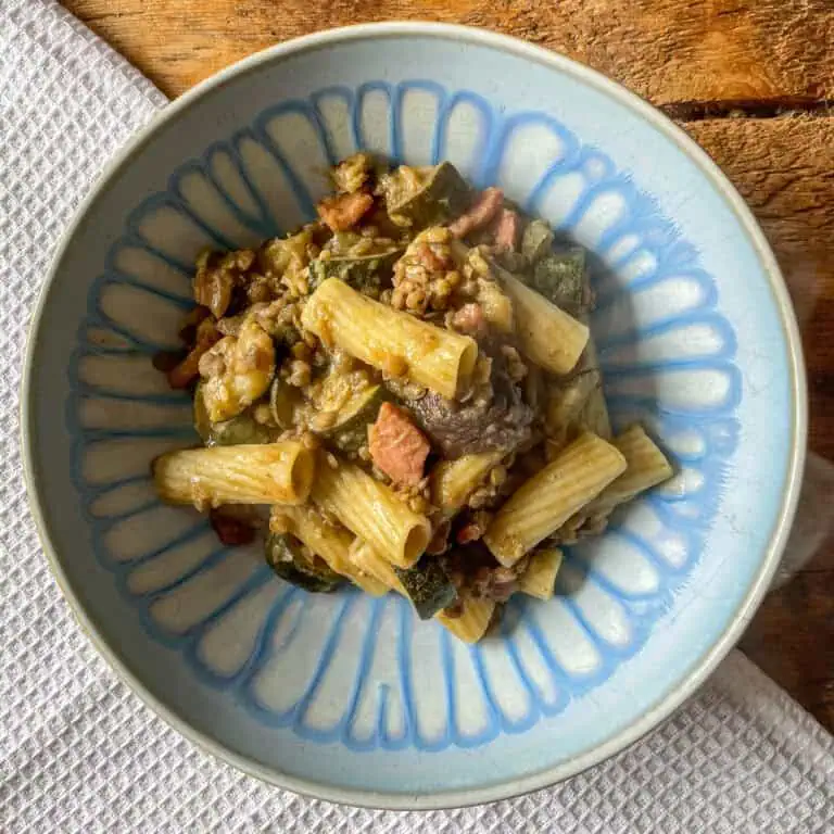 One Pot Bacon and Lentil Pasta