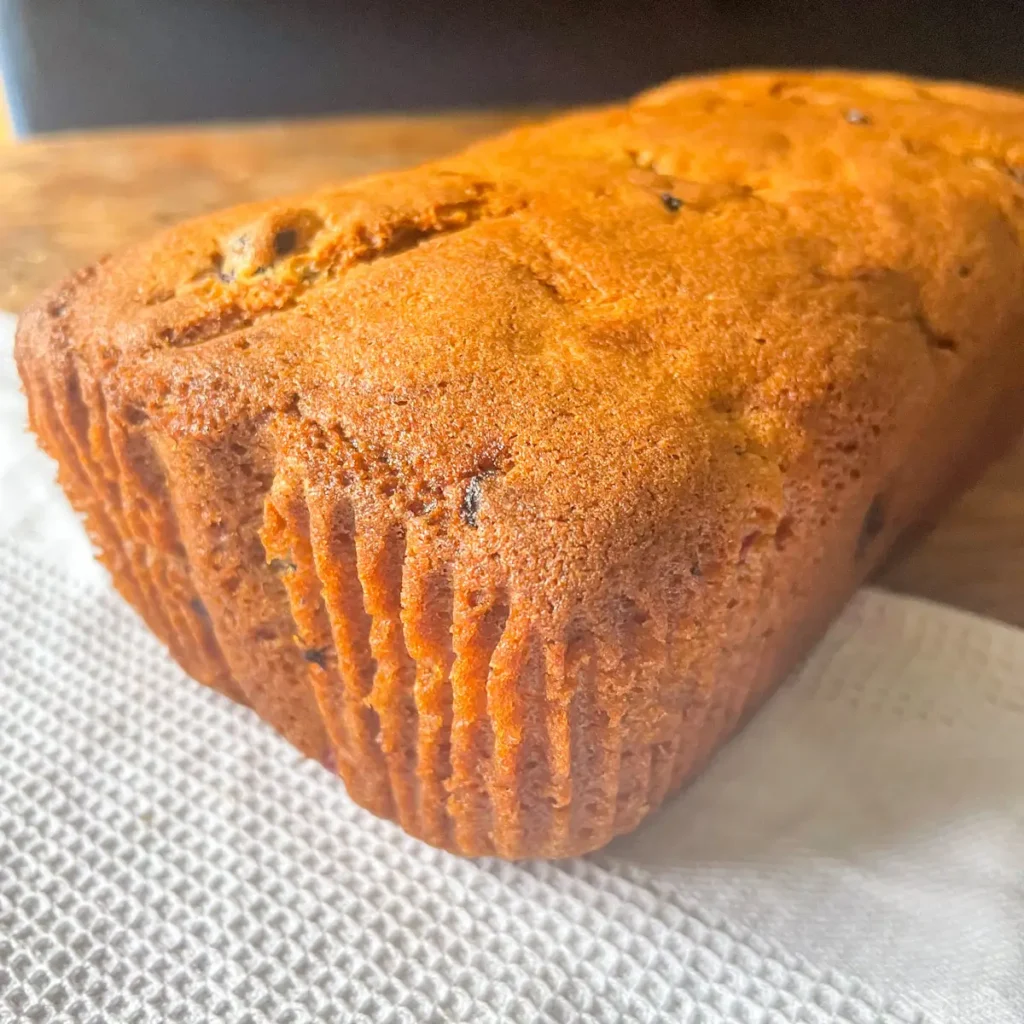 Close up of a blackberry loaf cake