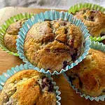 Lemon and blackberry muffins Close up