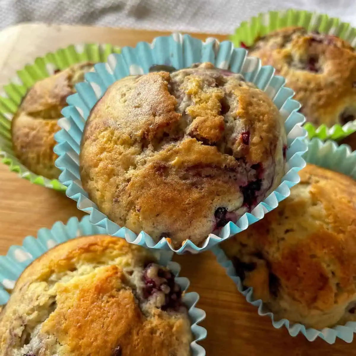 Lemon and blackberry muffins Close up