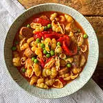 One pot sausage pepper pea pasta recipe