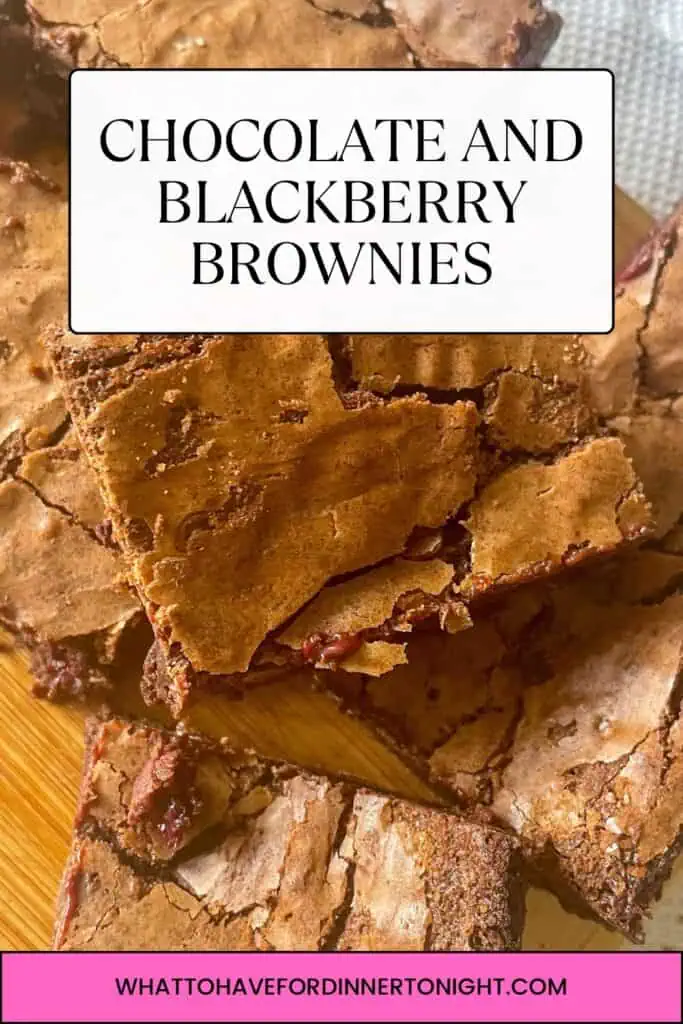chocolate and blackberry brownies recipe pinterest image