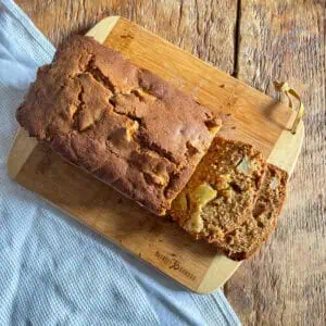 Apple loaf cake, top view