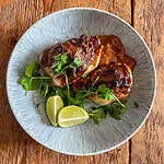 Baked chicken satay Top view