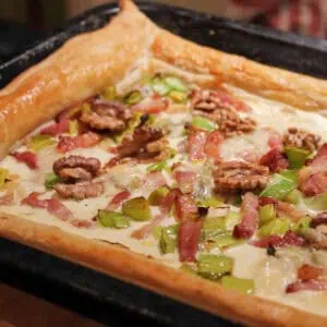 Bacon leek and walnut tart Made with puff pastry