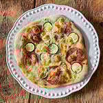 Salami and courgette white pizza With homemade dough