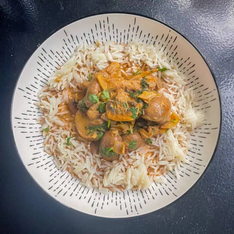 Mushroom stroganoff Top view