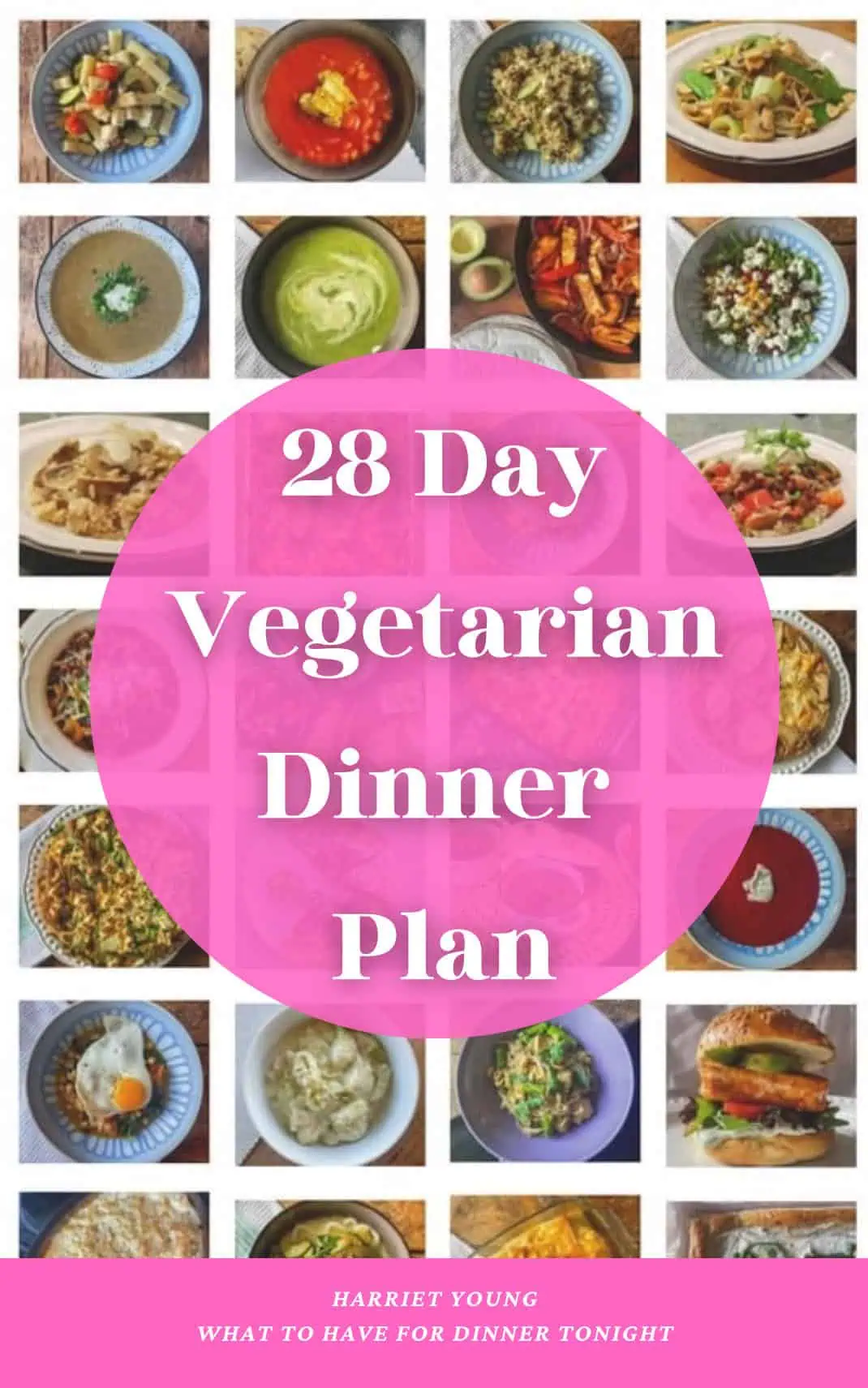 28 day vegetarian dinner plan with shopping lists for each week