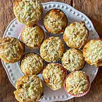 Cheese and chorizo homemade savoury muffins on a white plate