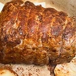 Golden homemade slow cooked topside of beef