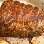 Golden homemade slow cooked topside of beef