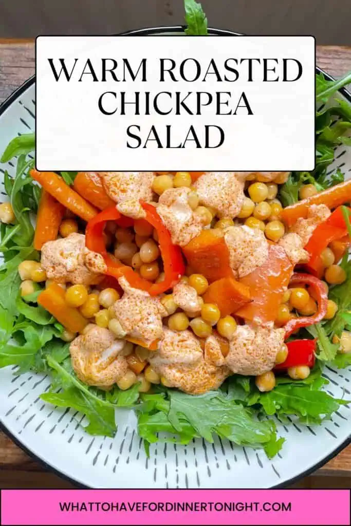 Warm roasted chickpea salad recipe Pinterest image
