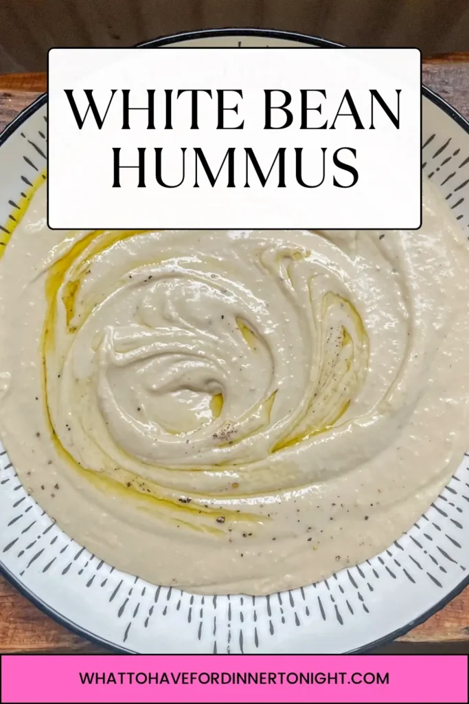 Creamy white bean hummus recipe Pinterest image