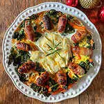 Christmas Frittata with Pigs in Blankets and Brie