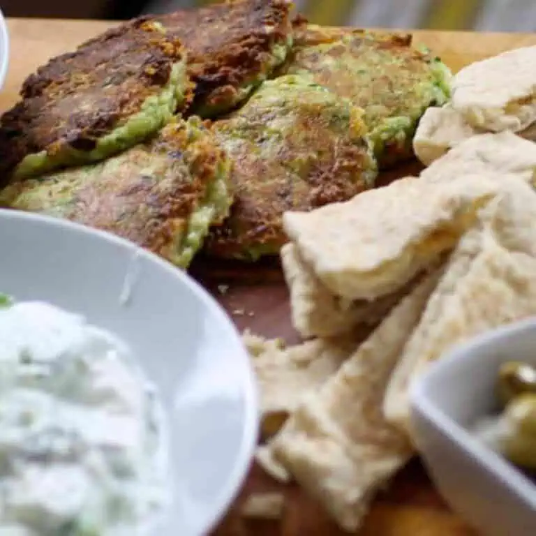 Greek Sharer with Courgette Fritters