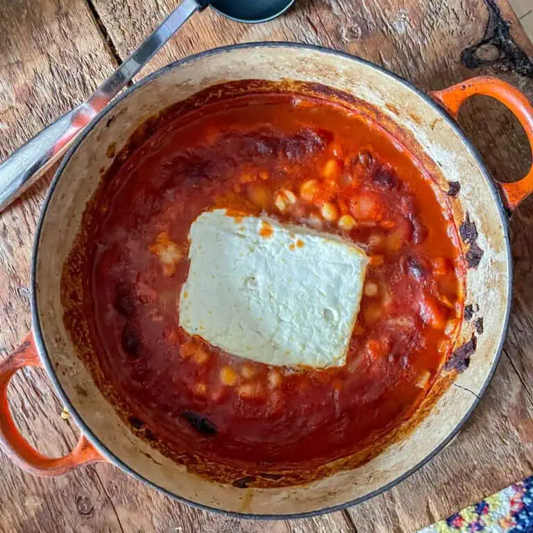 Harissa Baked Feta and Beans