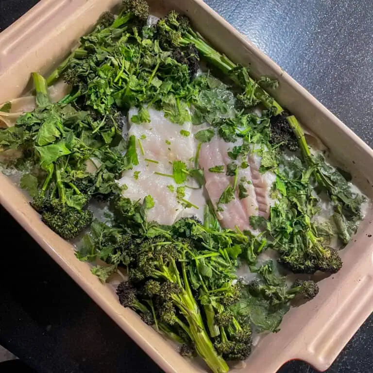 One Pan Baked Cod and Noodles