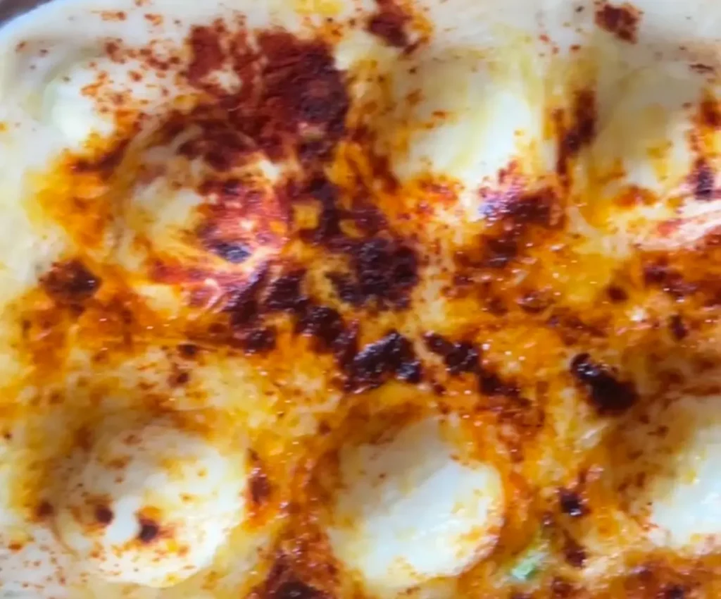 Anglesey Eggs Welsh bake with melted cheese and creamy leeks