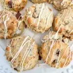 Delicious homemade mini egg scones topped with white chocolate drizzle