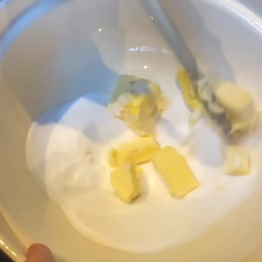 Process shot 1 - beating together butter and sugar