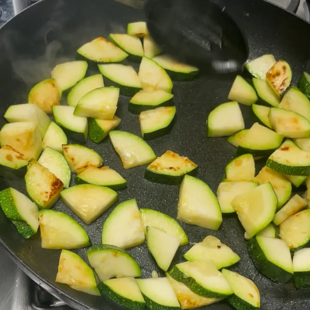 process shot 1 - cooking the courgettes