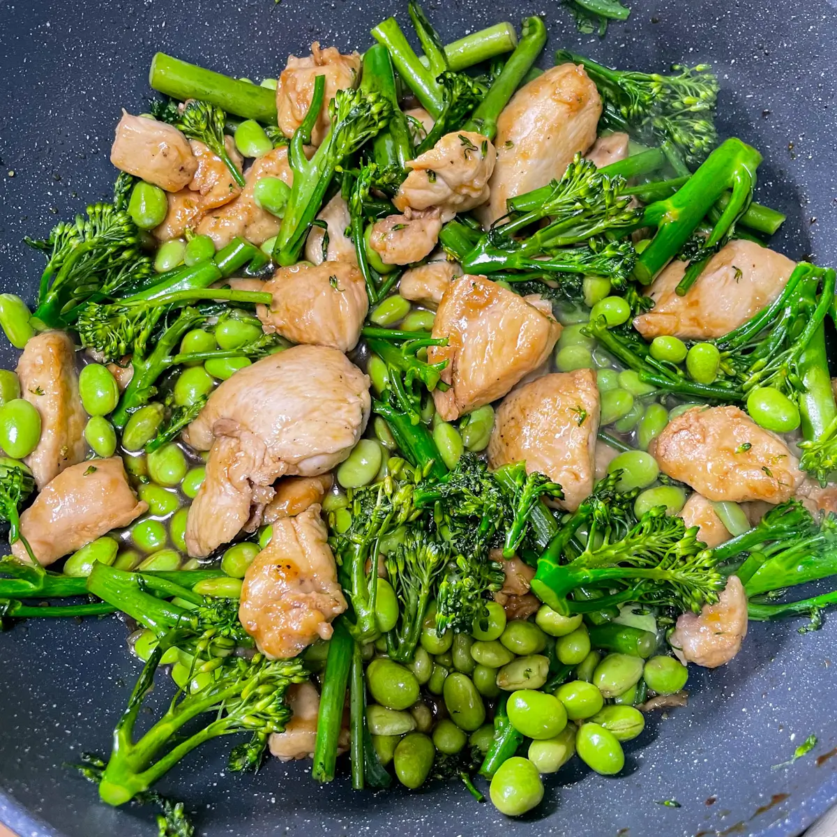15 Minute Honey Soy Chicken with Broccoli and Edamame