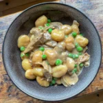overhead view of hoisin duck gnocchi