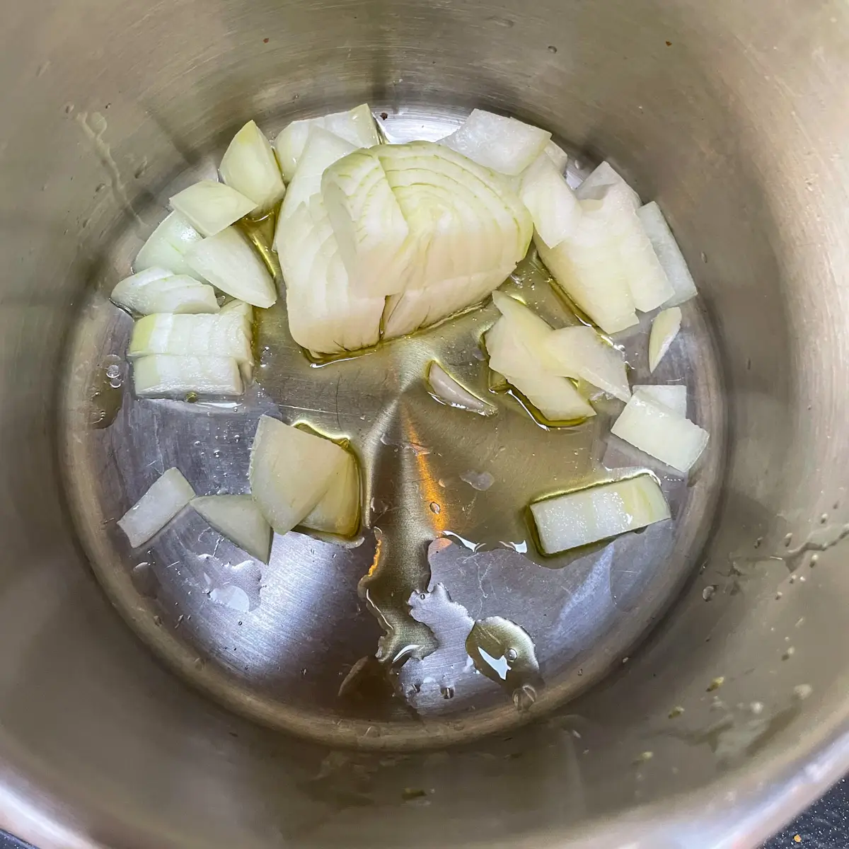 softening onion in oil