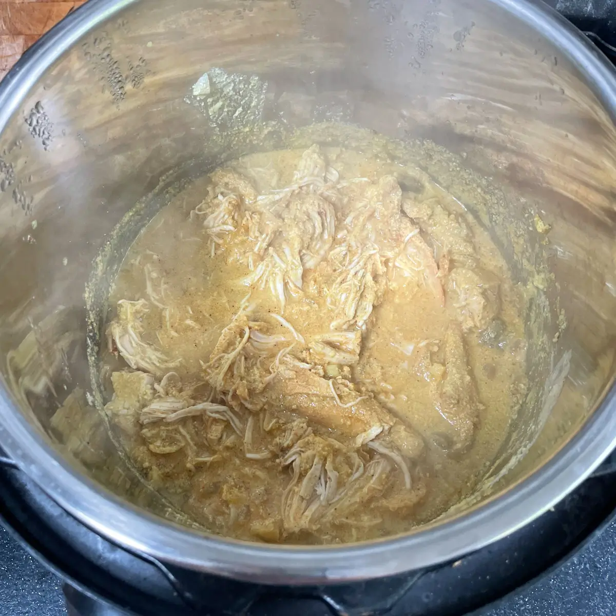 chicken shredded in the curry sauce