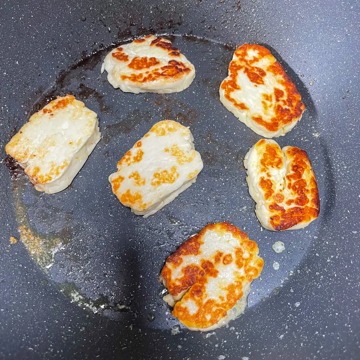 frying halloumi until golden